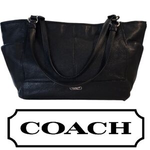Coach Park Carrie Black  Pebbled Leather Tote Hand Bag Shoulder Bag# F29898